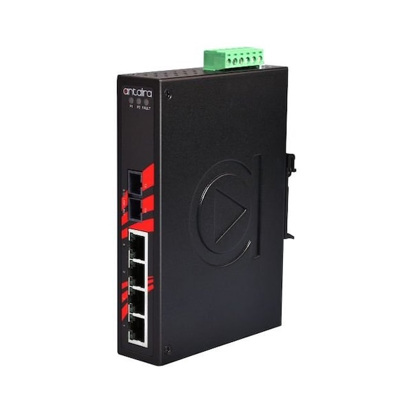 5-Port Industrial Unmanaged Ethernet Switch, w/1-100Fx *Multi-Mode 2Km